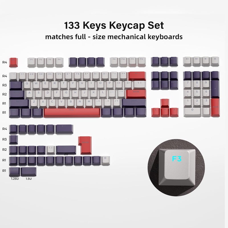 OHY XVX Shine Through Keycaps -133 Keys Cherry Profile Double Shot PBT Keycaps Compatible for 60%/75%/100% Retro Gaming Mechanical Keyboard-Vintage Red - Image 4